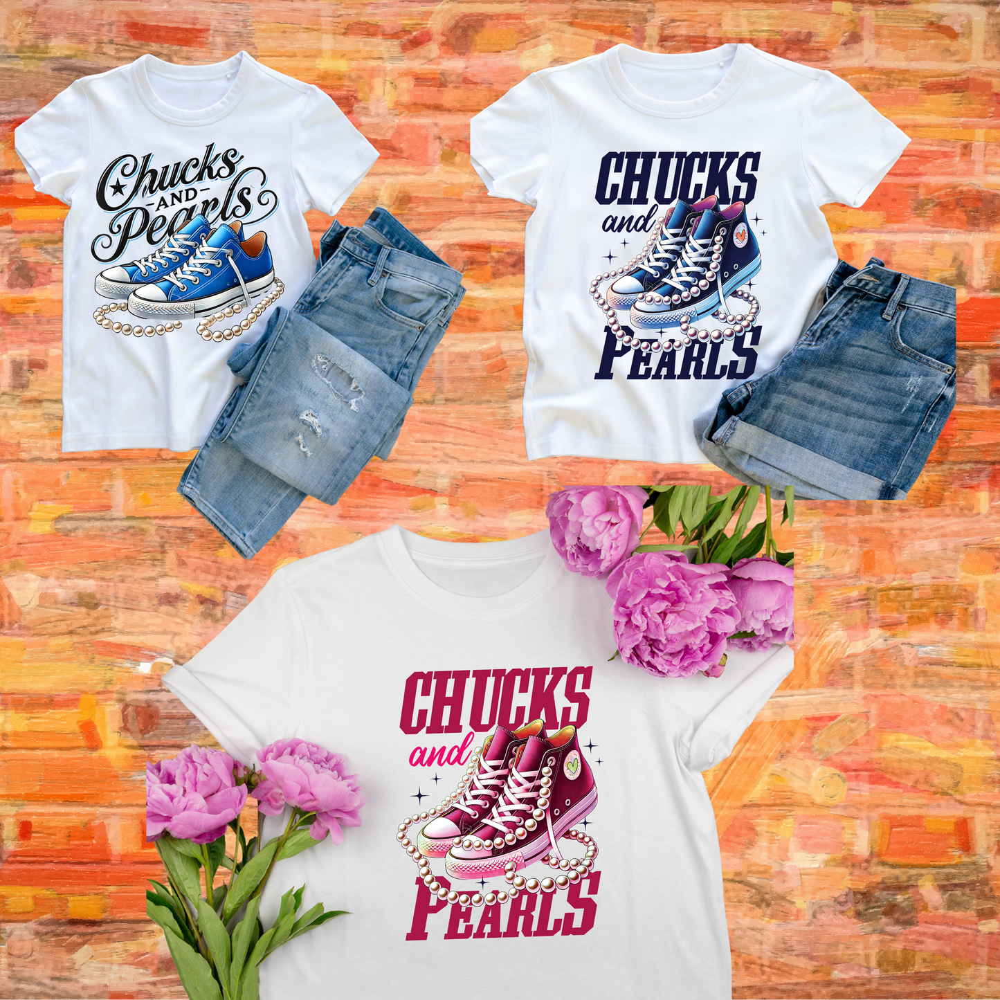 CHUCKS & PEARL TEE SHIRTS