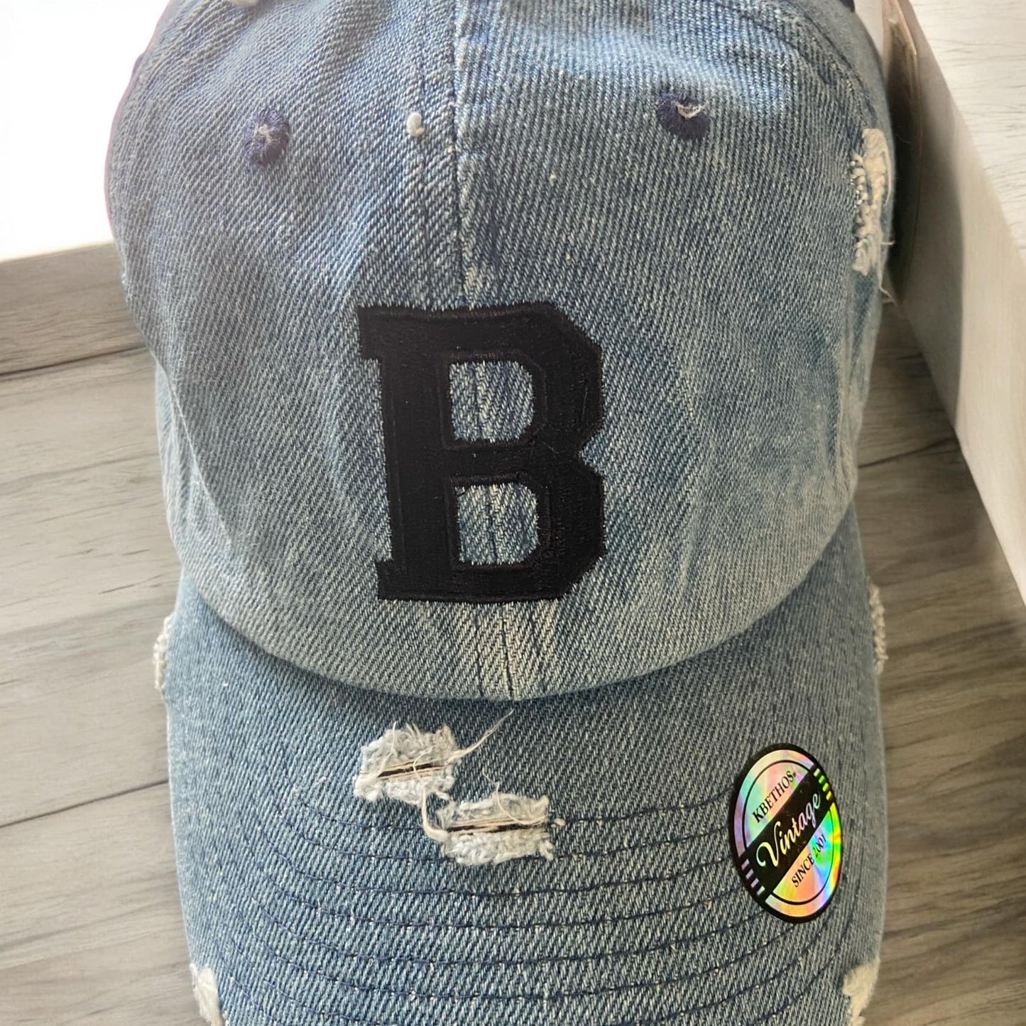 Denim Embroidered Initial Hat