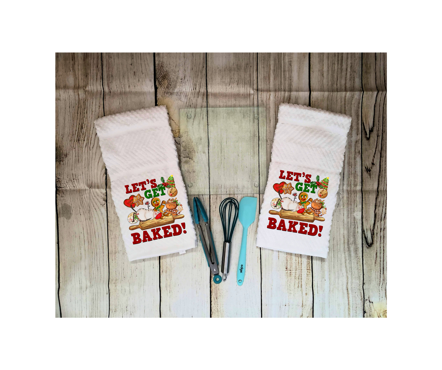 Let's Get Baked Christmas Kitchen Towels