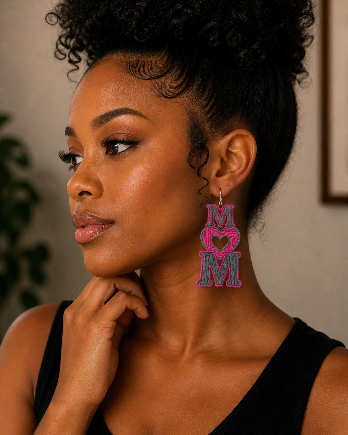 Handmade Embroidered Free Standing Lace Mom Earrings