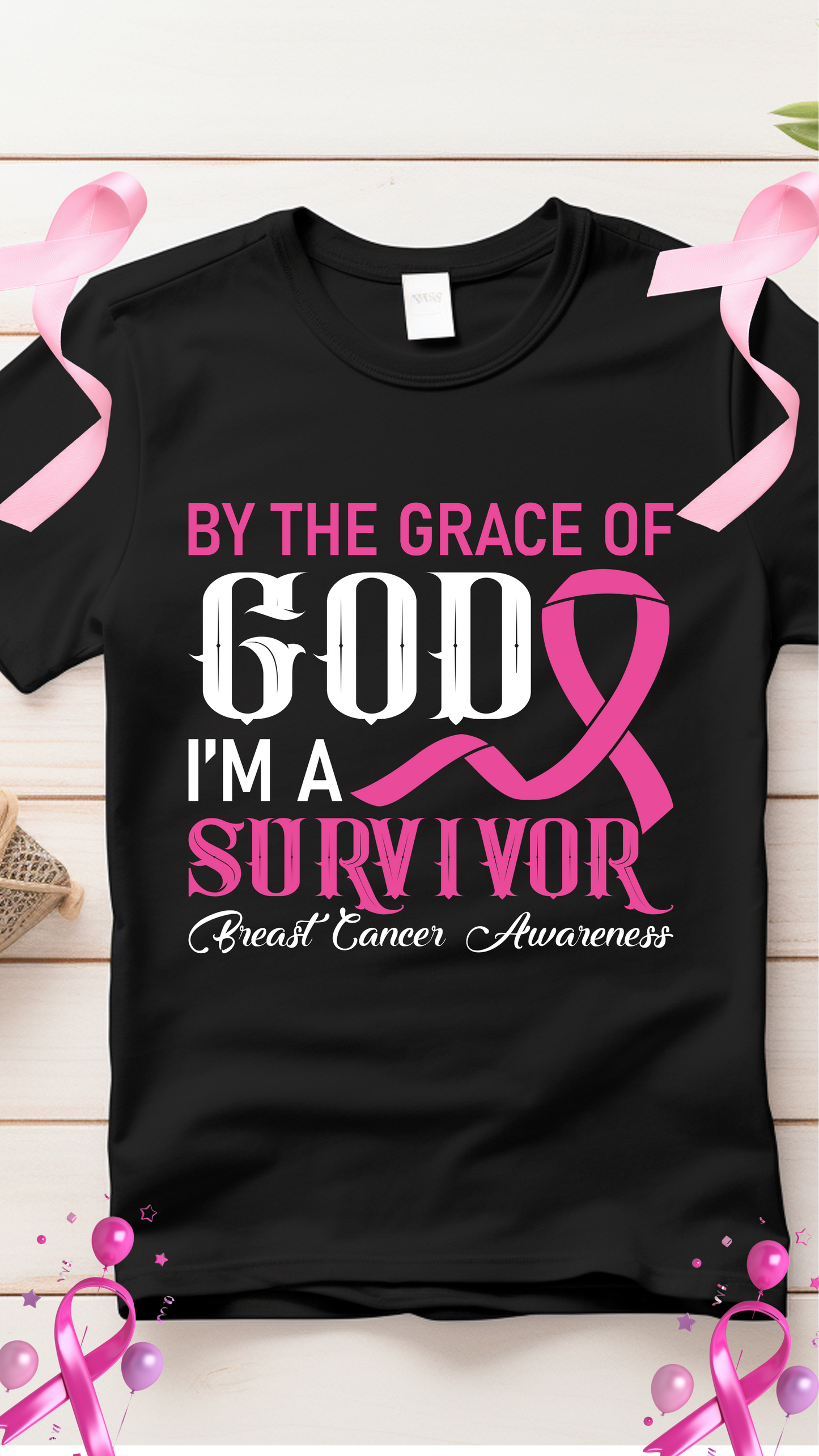 BREAST CANCER SURVIVOR BLACK TEE SHIRT