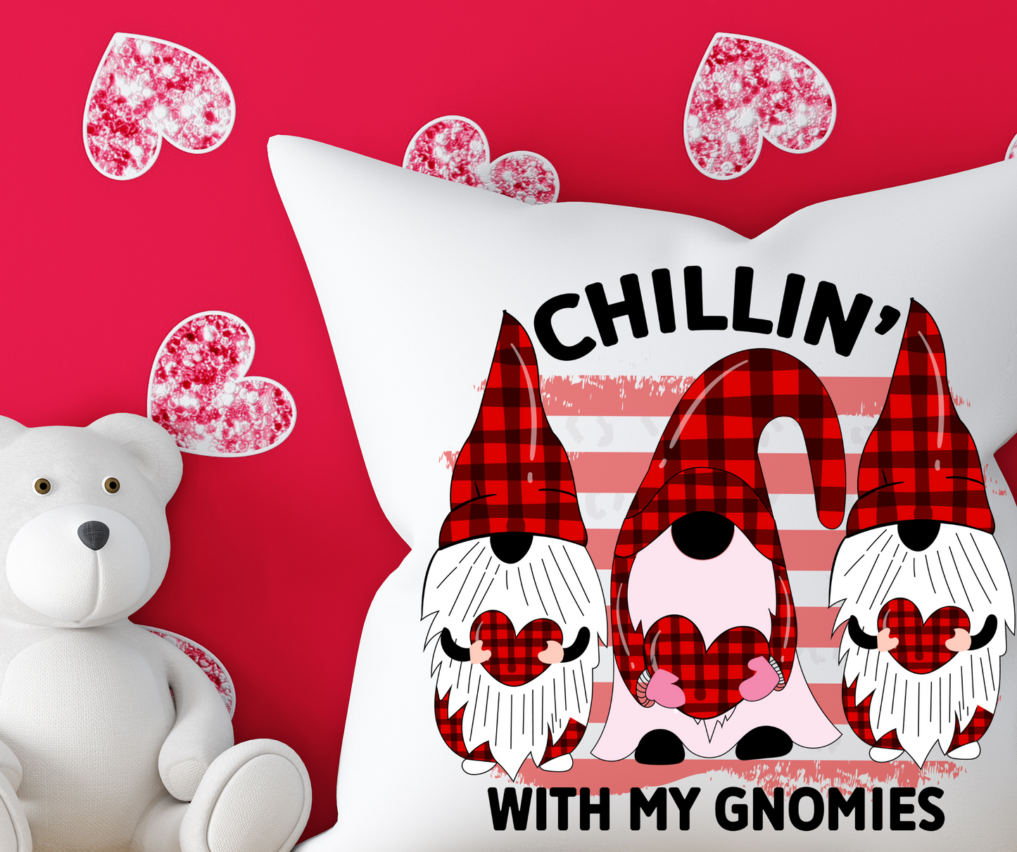Chillin w/ my Gnomies Valentine's Day Gnome Pillow